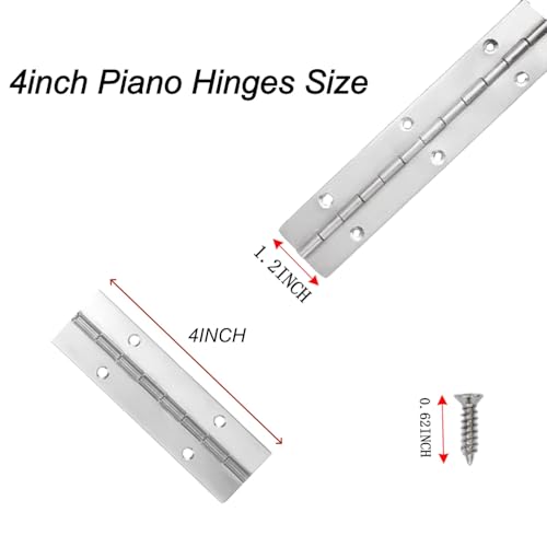 4PACK 4INCH Silver Continuous &Piano Hinge 0.05" Thickness/1.2" Open Width Heavy Duty Continuous Hinge with Holes for Cabinet Door Cases Woodworking Include Screws - color: Silver, size: 4INCH-1.2INCH