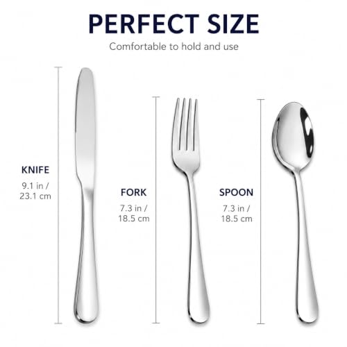 Silverware Set,SANTUO Stainless Steel Knives Spoon Forks Set for Home, Kitchen and Restaurant, Mirror Polished& Dishwasher Safe (12pcs-Silverware set) - size: 7.3"Fork+7.3"Spoon+Kinfe