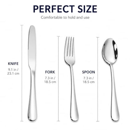 Silverware Set,SANTUO Stainless Steel Knives Spoon Forks Set for Home, Kitchen and Restaurant, Mirror Polished& Dishwasher Safe (12pcs-Silverware set) - size: 7.3"Fork+7.3"Spoon+Kinfe