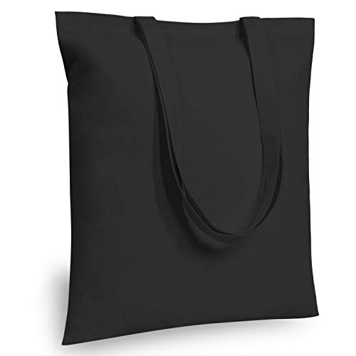 TOPDesign 6-Pack Economical 16"x15" Black Cotton Tote Bag, Lightweight Medium Reusable Grocery Shopping Cloth Bags, Suitable for DIY, Advertising, Promotion, Gift, Activity - color: Black, size: Medium