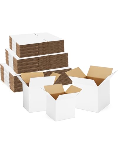 Assorted-Sizes-Shipping-Boxes-45-Pack: 4x4x4 & 5x5x5 & 6x6x6 Small-Shipping-Boxes-Mailers, White Corrugated-Cardboard-Boxes-for-Packing-Small-Business Mailing - color: White, size: 4x4x4 & 5x5x5 & 6x6x6 inches