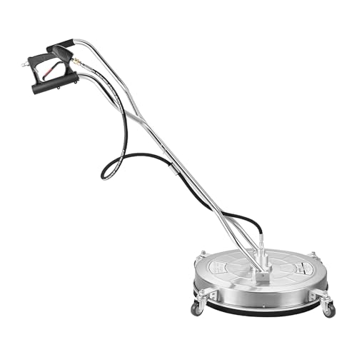 VEVOR 24 Inch Pressure Washer Surface Cleaner, 4000 PSI Stainless Steel Attachment with 4 Wheels, 2 Nozzles, 3/8 Inch Quick Connect and Dual Handle for Concrete, Patio, Sidewalk - size: 24 Inch w/ Handle & Wheels