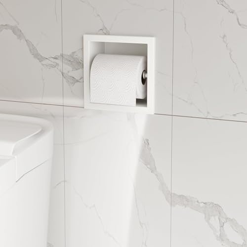 Neodrain White 304 Stainless Steel Recessed in Wall Toilet Paper Holder - color: White, size: 6X6In