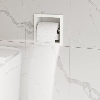 Neodrain White 304 Stainless Steel Recessed in Wall Toilet Paper Holder - color: White, size: 6X6In