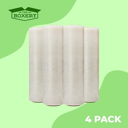 The Boxery Clear 70 Gauge Stretch Wrap 18''X1500' Per Roll-4 Rolls Included