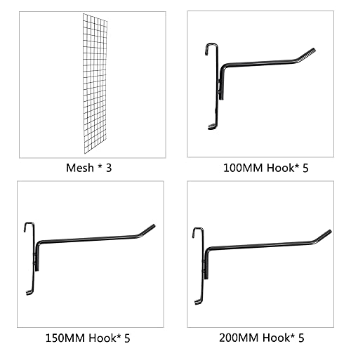 Bonnlo 6' x 2' Wire Grid Panel for Retail Display Gridwall, Wire Grid Wall Display Rack, 3-Pack Black