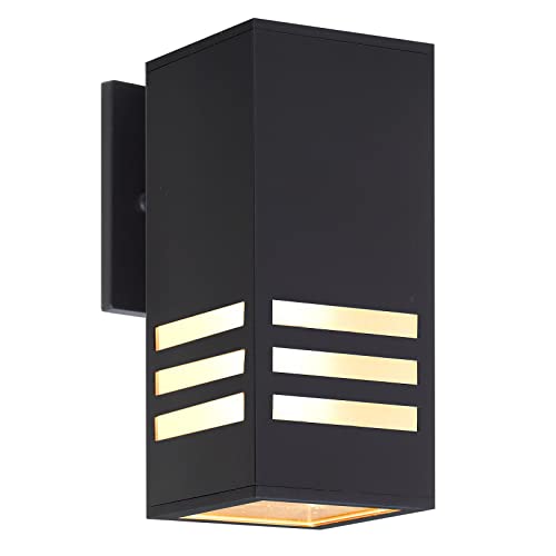 Outdoor Wall Lantern, Aluminum Waterproof Exterior Light Fixture - color: Rectangle (Black B)