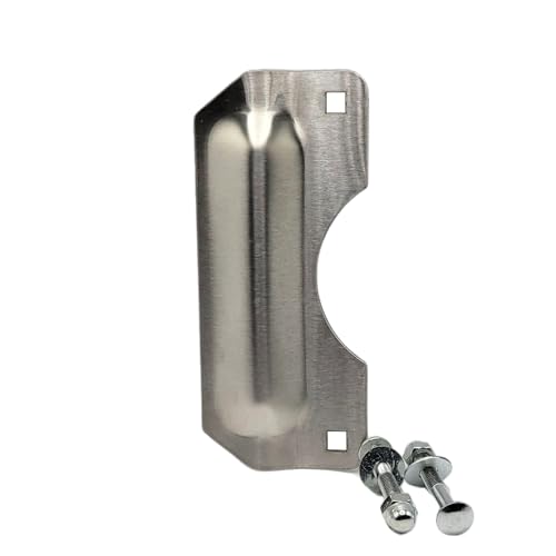 Door Latch Protector | Steel Lock Latch Guard Plate | Storefront Door Security | Cover Plate for Out-Swinging Doors | Tuff Strike | Brushed Chrome - color: Brushed Chrome