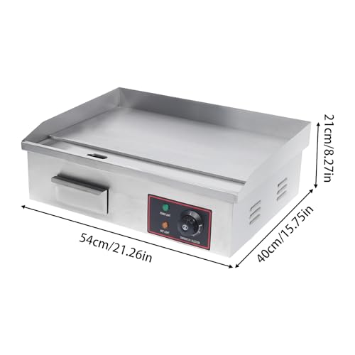 3000W Commercial Electric Teppanyaki Grill Countertop Flat Top Griddle - color: 21.3"x11.8", 3000W