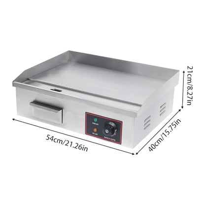 3000W Commercial Electric Teppanyaki Grill Countertop Flat Top Griddle - color: 21.3"x11.8", 3000W