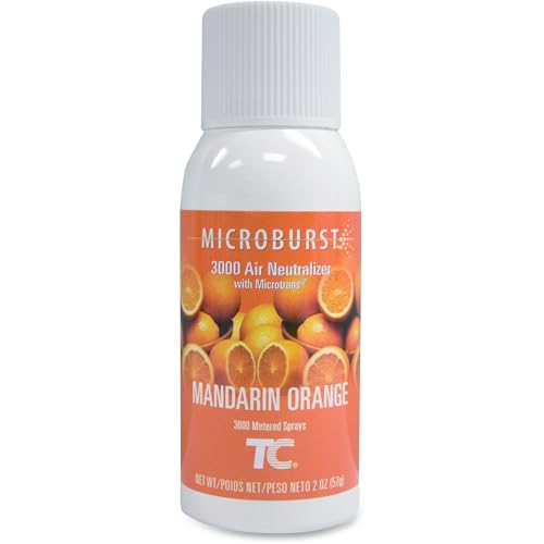 Rubbermaid Commercial Products Microburst 3000 Aerosol Air Freshener Refill, Mandarin Orange, Automatic Odor Control System, for Restrooms in Restaurants/Hotels/Schools/Airports/Offices, Pack of 12