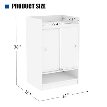 24" W x 18" D x 38" H - White Retail Cash Register Stand Cash Wrap Checkout Desk Portable Counter Podium Stand with Glass Shelving Case for Retail Store, Meetings Reception - color: White