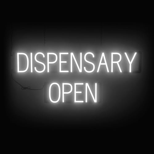 SpellBrite LED Neon DISPENSARY OPEN Sign for Business - White, 37" x 15" - color: White, size: DISPENSARY OPEN (37"x15")