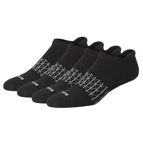 Hanes Men's Socks, Absolute Comfort Cushioned Moisture-wicking Seamless Toe, 4 Pack, Ankle, Crew and Heel Shield Socks - color: Black - Heel Shield, size: 6-12