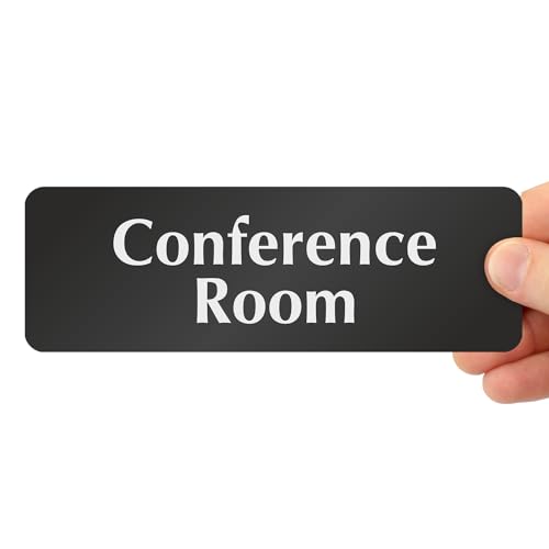 SmartSign Conference Room Door Sign, 2" x 6", 20 mil Thick Anodized Aluminum Material, Strong Adhesive Backing, Waterproof, Sealed Legend, Black and Silver, Pack of 1, USA Made - color: Black