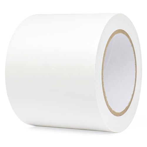 BOMEI PACK Floor Marking Tape 4 Inch x 108FT White Warning Safety Stripe Tape for Walls, Floors, Pipes, Warterproof Caution Tape Ideal for Marking Hazardous Areas, Equipment - color: White