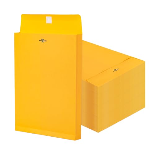 Goefun 100 Pack Expandable Manilla Envelopes 9x12 - color: Yellow-100 pack, size: 9x12