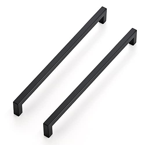 Ravinte Matte Black Cabinet Handles Square Pulls 11-5/16 Inch 10 Pack - size: 11-13/16 Inch (11-5/16 Inch Hole Center)