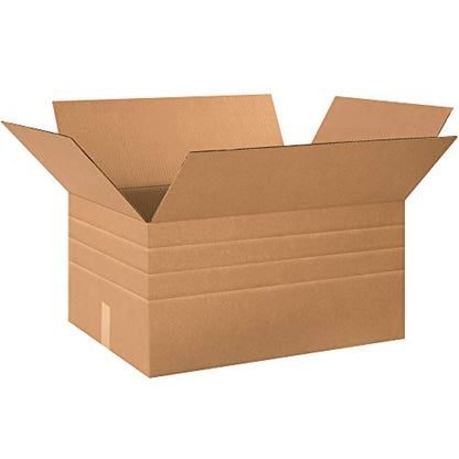 Choice Shipping Supplies 24" x 18" x 12" Multi-Depth Boxes Corrugated Cardboard, Kraft, Pack of 10, for Shipping, Packing and Moving, by Choice Shipping Supplies