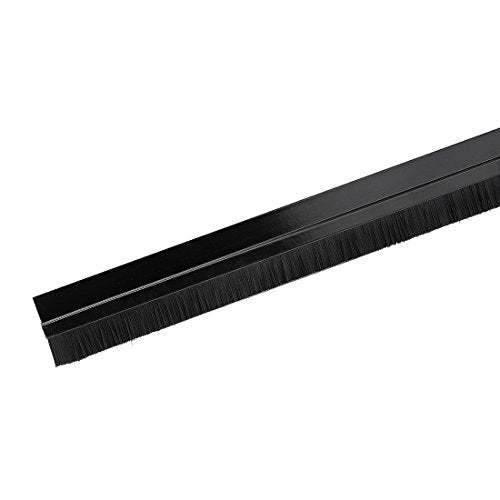 uxcell Door Bottom Sweep H-Shape Aluminum Alloy Base with 0.6-inch Black Nylon Brush 39-inch x 1.4-inch - color: Black, size: 39.37" x 0.6"