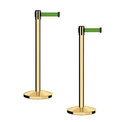 Crowd Control Warehouse RBB-100 Retractable Belt Stanchions, 2 Pack - color: Green, size: 7.5 Foot