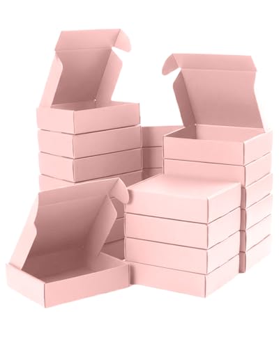 Small Shipping Boxes, 50 Pack Cardboard Box Corrugated Mailer Boxes Small Corrugated Boxes For Shipping Packaging Craft Gifts Giving Products, 6 x 4 x 1.6 Inches (Light Pink) - color: Light Pink