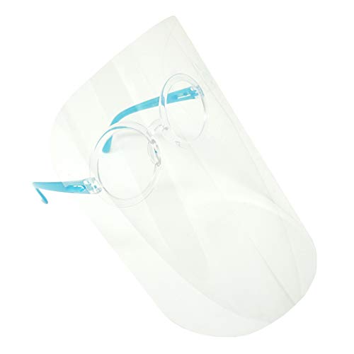 ArtToFrames Protective Kids Face Shield 5 Pack, Fully Transparent Face and Eye Protection from Droplets and Saliva with Reusable Round Blue Glasses and Replaceable Shield, Anti-Fog PPE - color: Kids R Blue, size: 5 Pack