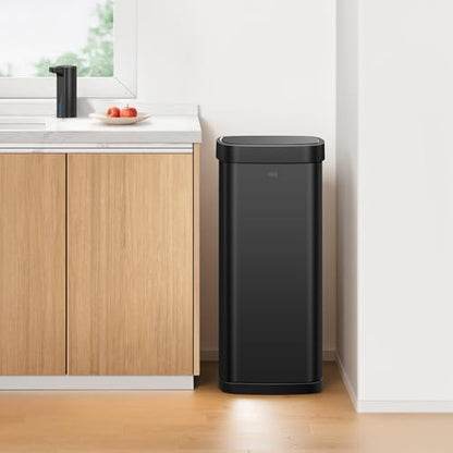 EKO EcoSmart 80L / 21.1 Gallon Motion Sensor Trash Can or Recycling Bin – Tall, Large Touchless Kitchen Garbage Bin with Soft-Close Lid for Home or Office, Brushed Stainless Steel, Matte Black - size: EcoSmart 80 liter - Matte Black