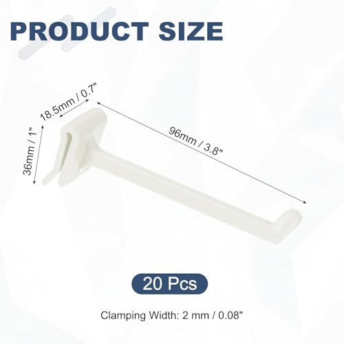 uxcell 20Pcs Slat Wall Panel Hooks 3" Plastic Slat Wall Accessories - size: 3 Inch