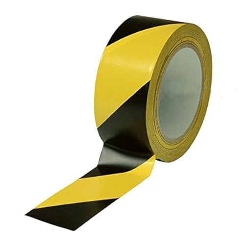 Tapix 2 Inch x 108 Feet Black & Yellow Tape Roll - Safety Stripe Waring Tape for Floor - Highly Adhesive Waterproof Hazard Tape for Floors, Walls, Staircase, Pipes, Equipment, Dangerous Area