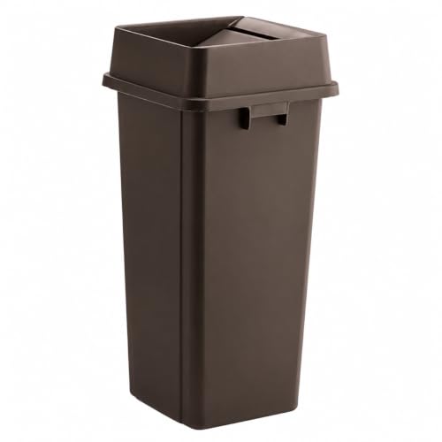 23 Gallon Brown Square Plastic Kitchen Trash Can with Drop Lid - color: Brown