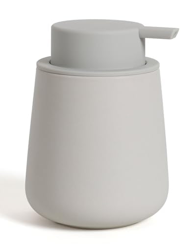 BosilunLife Ceramic Soap Dispenser - Dish Soap Dispenser for Bathroom 12Oz - color: Matte Light Grey