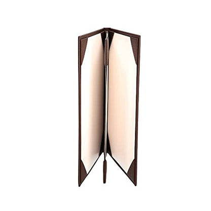 Menu Covers Made of Premium Faux Leather (10-Pack) - 8.5" X 14" (Brown, 4 Views) - color: Brown, size: 4 Views