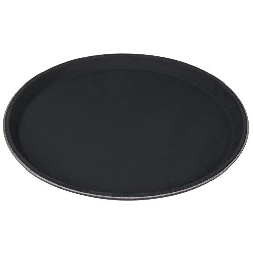 TrueCraftware- 16" Round Non-Slip Serving Trays Black Set of 6- Serving Tray Serving Coffee Appetizer Breakfast for Kitchen Café Hotel and Restaurants - color: Set of 6, size: 16 Inch