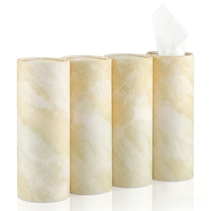 SINGARO Car Tissue Holder, 4 Pack Car Cup Holder Facial Tissues with Travel Tissue Bag, Quick and Convenient Flower Combination Box(4 Canisters/200 Tissues) Beige - color: beige