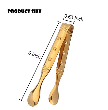 6-Pieces 6 Inch Gold Mini Tongs for Appetizers, Gold Serving Utensils for Serving Appetizers, Ice, Sugar - color: Gold