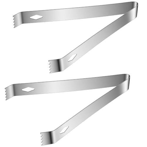 2 Pack Small Metal Tongs, 6.3 Inch Stainless Steel Small Serving Tongs, Restaurant Grade Serving Tong with Teeth, Mini Tong for Serving-Food Salad Sugar Coffee Ice