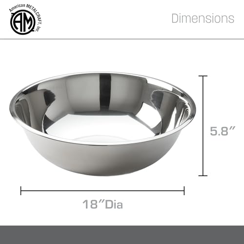 American METALCRAFT, Inc. SSB1600 Mixing Bowl, Stainless Steel, 16 Quarts, 17-1/2' Dia. - size: 16 Quarts, style: Standard