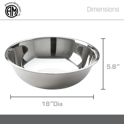 American METALCRAFT, Inc. SSB1600 Mixing Bowl, Stainless Steel, 16 Quarts, 17-1/2' Dia. - size: 16 Quarts, style: Standard
