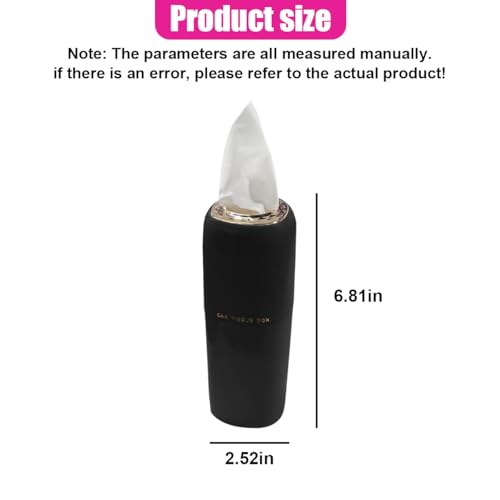 Car Cup Holder Tissue Holder, Water-Resistant Plastic Facial Tissues Cylinder, Portable Paper Towel Tube Container for Travel, Vehicle Napkin Box Organizer for Car, Home, Office (Black) - color: Black