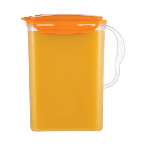 LocknLock Aqua Fridge Door Water Jug | Clear Pitcher | BPA Free Plastic Pitcher with Lid | 3 Quart Pitcher with Lid for Water, Juice, Tea & More Beverages, Orange - color: Orange, size: 96 Ounces