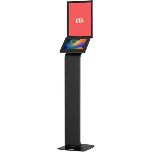 Premium Graphic Sign Floor Stand – CTA Premium Graphic Sign Floor Stand with Security Enclosure for iPad 10th Gen A16, iPad Air 11" M3 & M2, Pro 11" and More 9.7-11" Tablets - Black (PAD-PARFGRA) - color: Black, size: Graphic Sign, style: Key Lock Enclosu