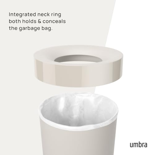 Umbra Vento Kitchen Trash Can, Open Top 16.5 Gallon Garbage Can, Sand - color: Sand