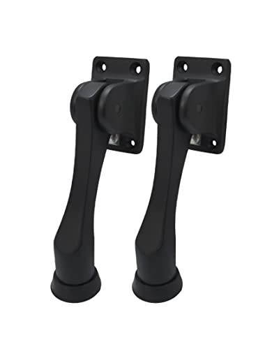 QCAA Solid Brass Drop Down Door Stop, 4", Matte Black, 2 Pack - color: Matte Black, size: 2 Pack (4")