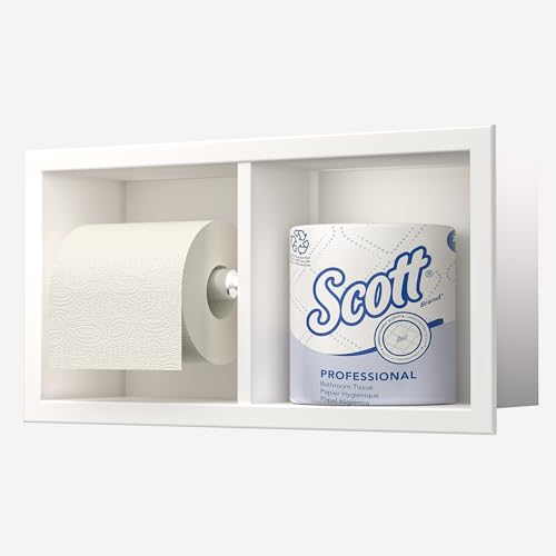 Neodrain White Recessed Toilet Paper Holder,for Standard/Mega Roll - color: White