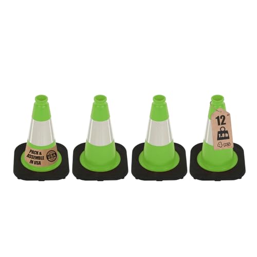 4-Pack 12" Green Cones - Reflective for Road/Construction - color: Green, size: 12inch