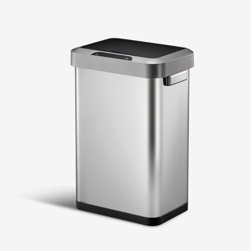 EKO EK9262MT-45L Horizon 45 Liter/11.9 Gallon Rectangular Motion Sensor Trash Can or Recycling Bin, Brushed Stainless Steel Finish - size: Horizon 45 liter - Stainless Steel