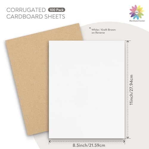 Mat Board Center, 100 Pack 8.5x11 Inch Corrugated Cardboard Sheets - color: 100 Pack, size: 8.5x11