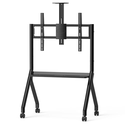 Shiarffe Smart Board Stand for 55"- 86'' Interactive Whiteboard, Mobile Stand with Locable Rolling Wheels for Smart Whiteboard, Black