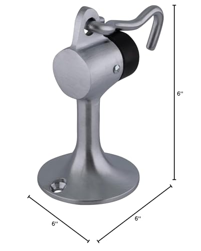 Aluminum Finish Floor Mounted Heavy Duty Door Stop with Hook and Holder